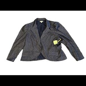 Ryegrass Navy Stripe Puff Sleeve Blazer Jacket One Button Size Women's 24W